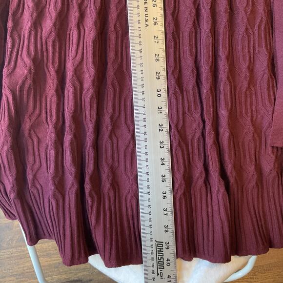 Lane Bryant Women Midi Dress Size 14/16 Burgundy Fit & Flare Long Sleeve V-neck - Picture 8 of 10